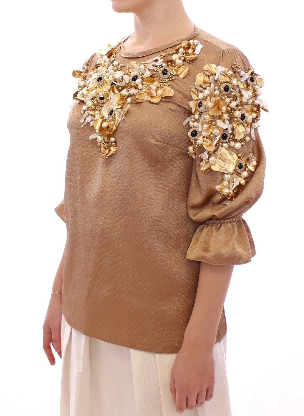 Dolce & Gabbana Gold SPECIAL Piece Runway Crystal Blouse