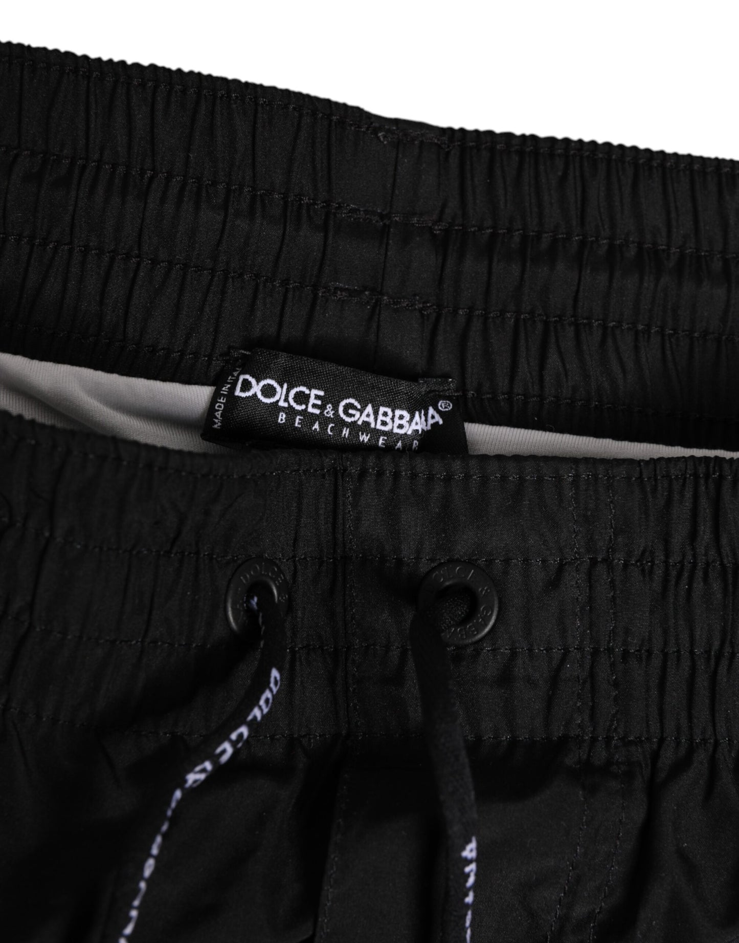 Dolce & Gabbana Black White Striped DG Logo Men Short  Swimwear