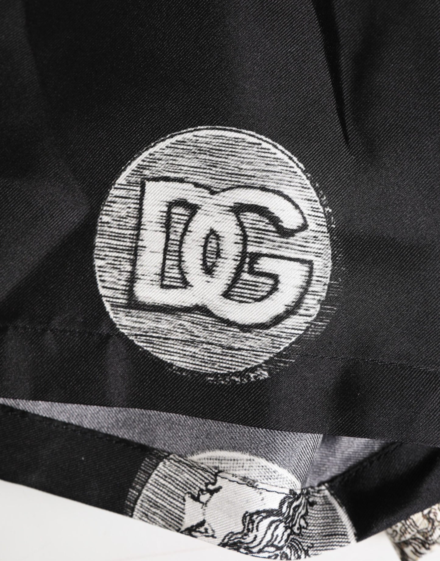 Dolce & Gabbana Black Silk Ancient Coin Print Boxer Short Swimwear