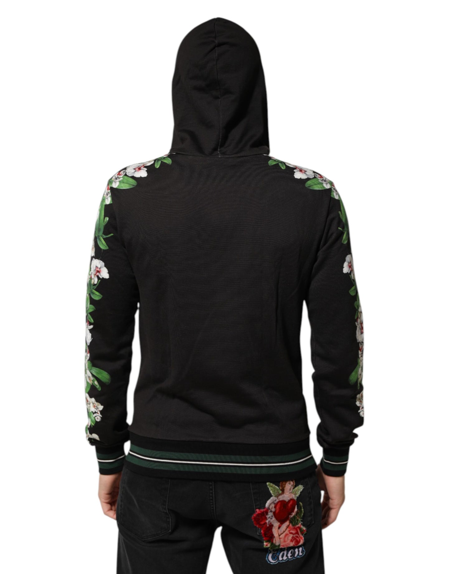 Dolce & Gabbana KING Black Orchid Floral Crown Logo Hoodie Sweater