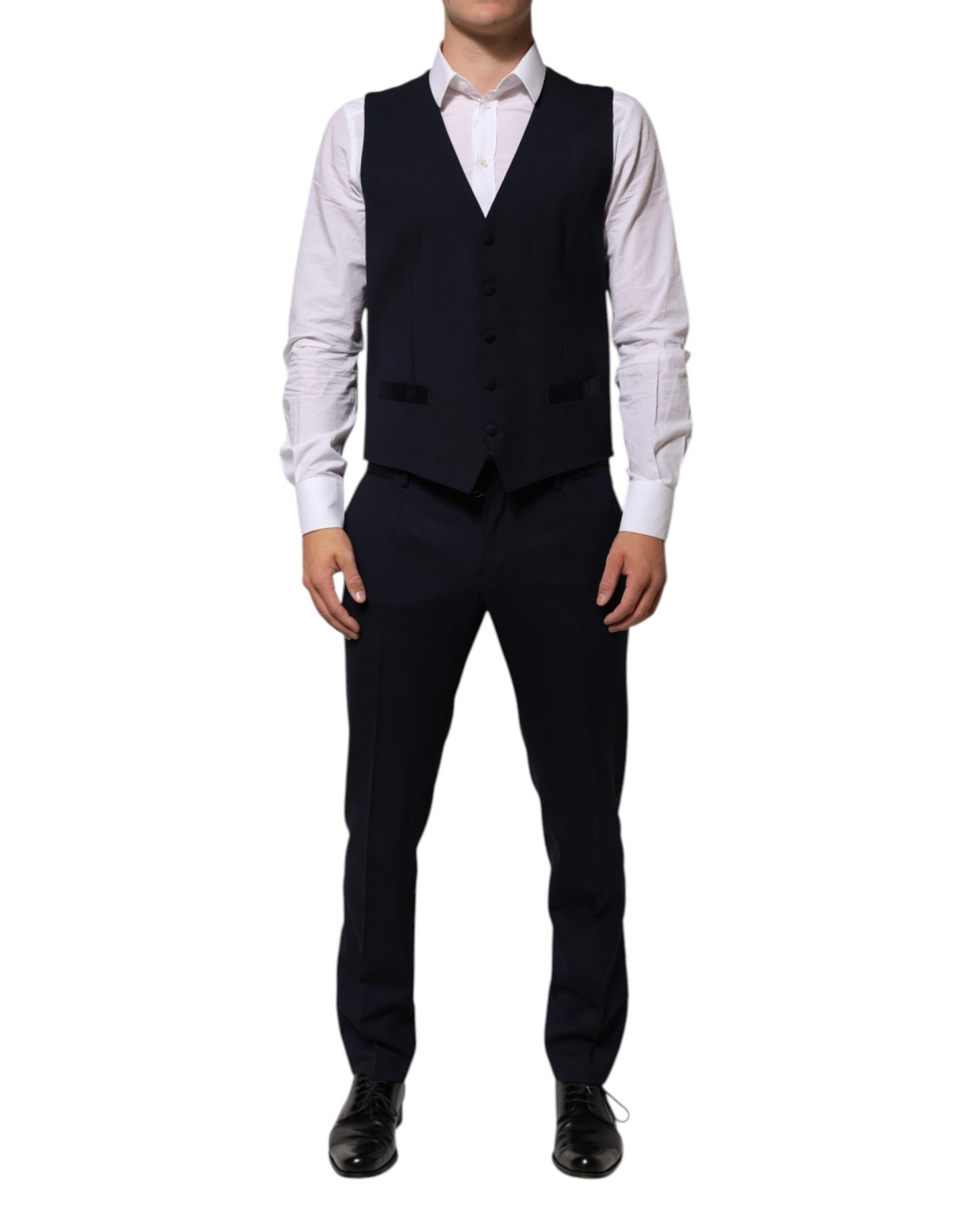 Dolce & Gabbana Black Wool 3 Piece Slim Fit Formal Men Suit