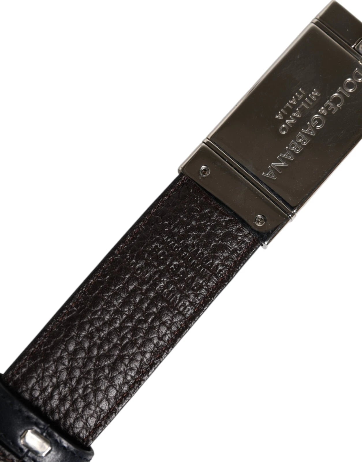 Dolce & Gabbana Blue Brown Leather Buckle Reversible Belt