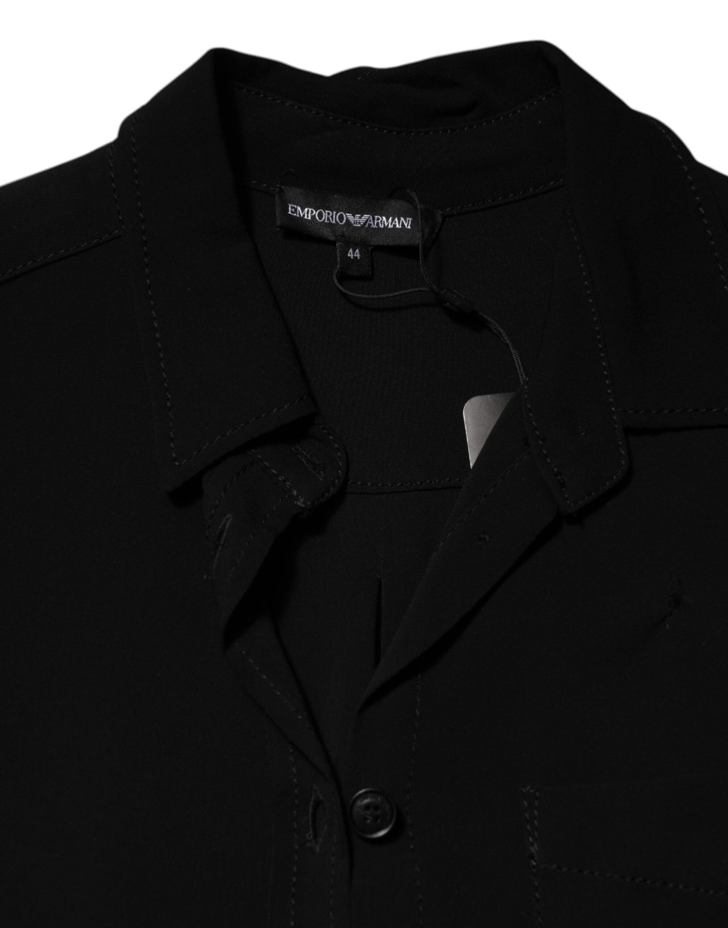 Emporio Armani Black Viscose Blend Shirt Style Belted  Dress