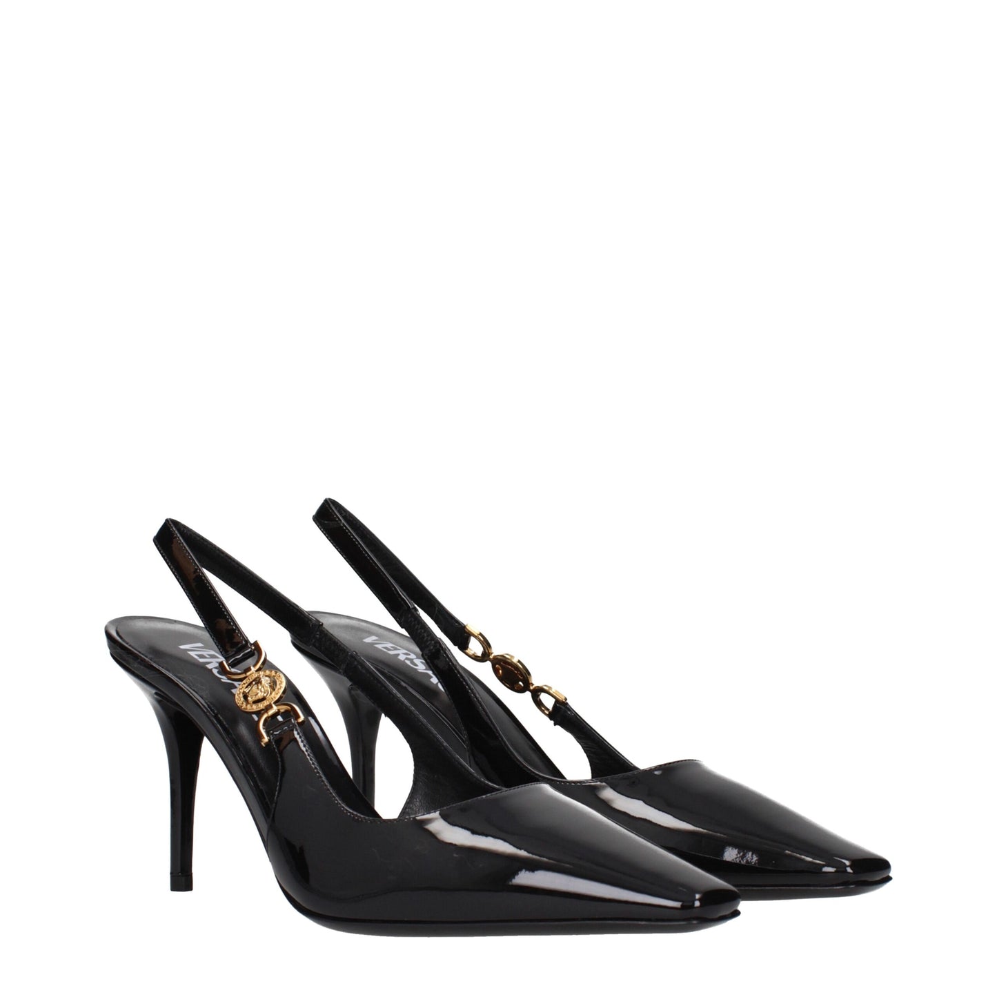 Versace Black Leather High Heel Pumps