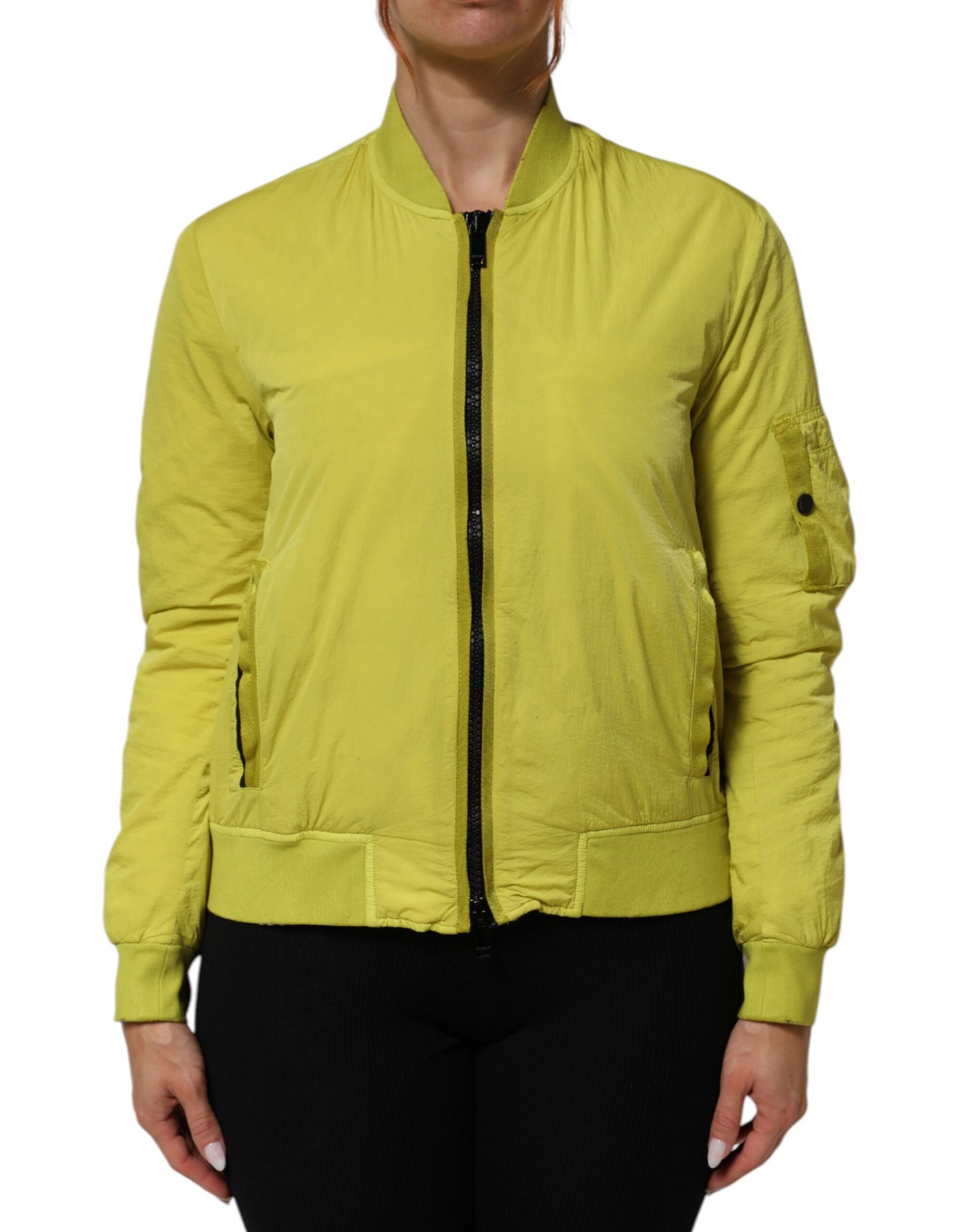 Dolce & Gabbana Yellow Polyamide Zipper Bomber Women’s Jacket