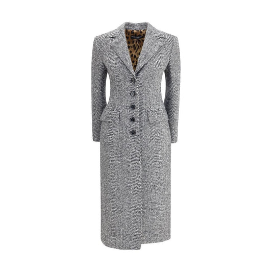 Dolce & Gabbana Gray Fleece Wool Coat