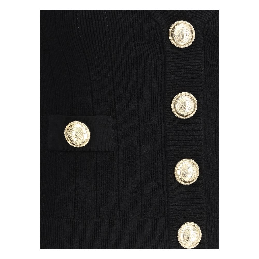 Balmain Black Viscose Cardigan
