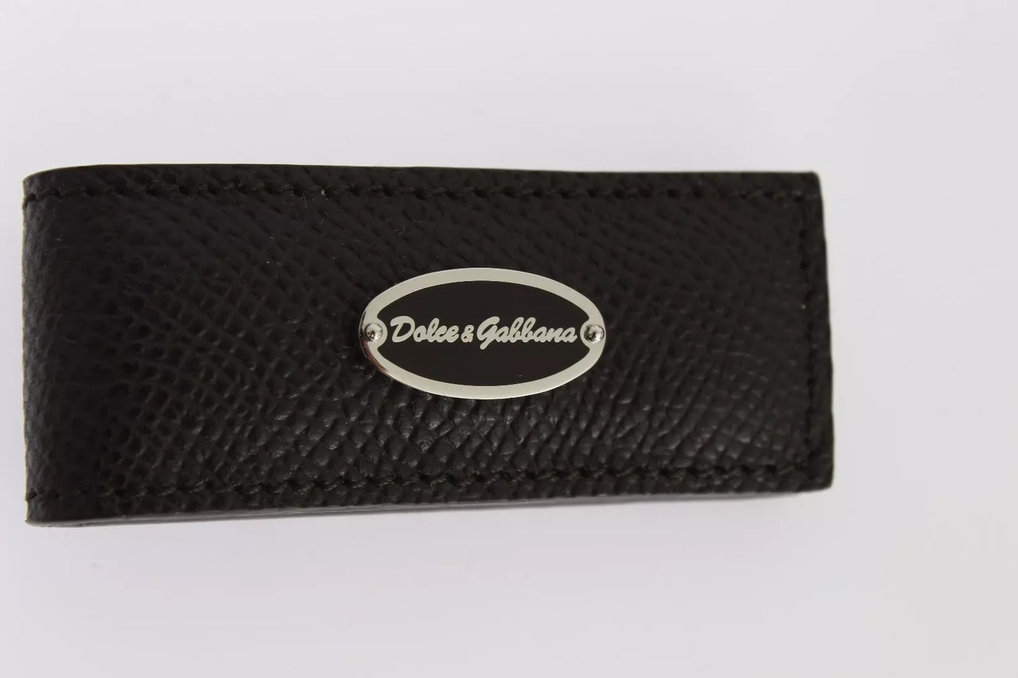 Dolce & Gabbana Brown Leather Magnet Mens Money Cash Clip