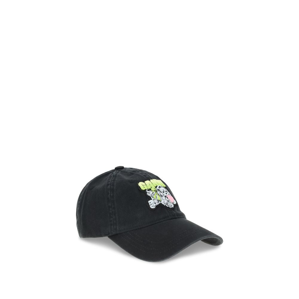 Ganni Black Cotton Cap (Baseball Hat)