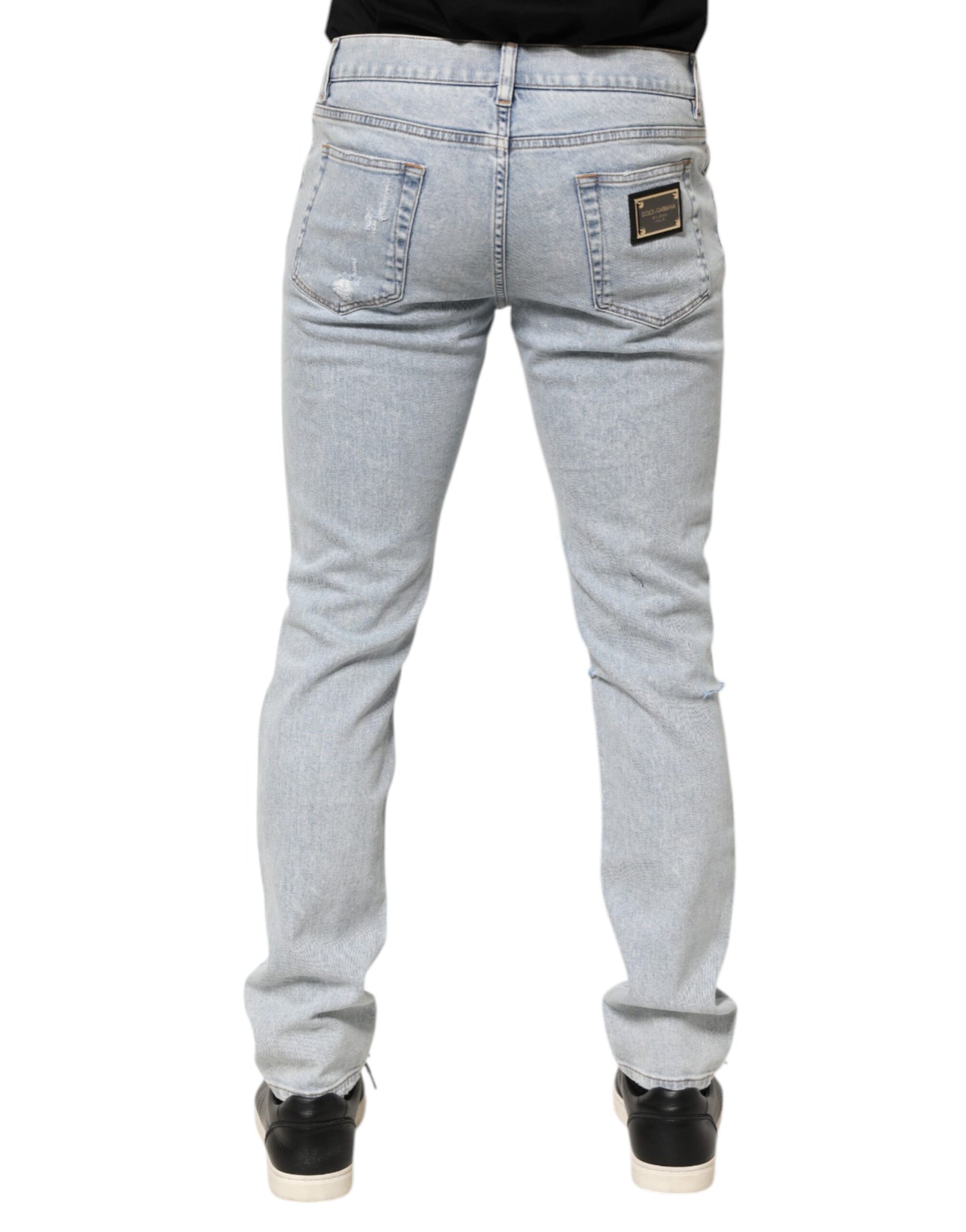 Dolce & Gabbana Light Blue Distressed Slim Fit Ripped Denim Jeans