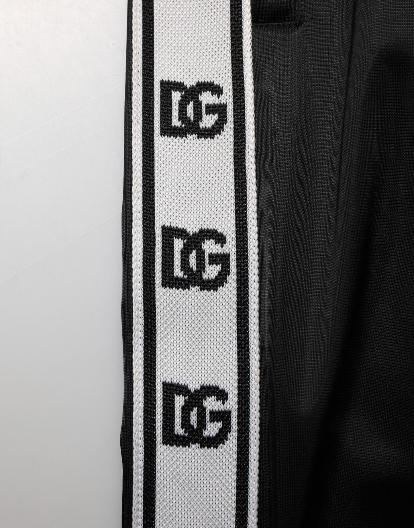 Dolce & Gabbana Black Polyester Logo Stripe Track Jogger Pants