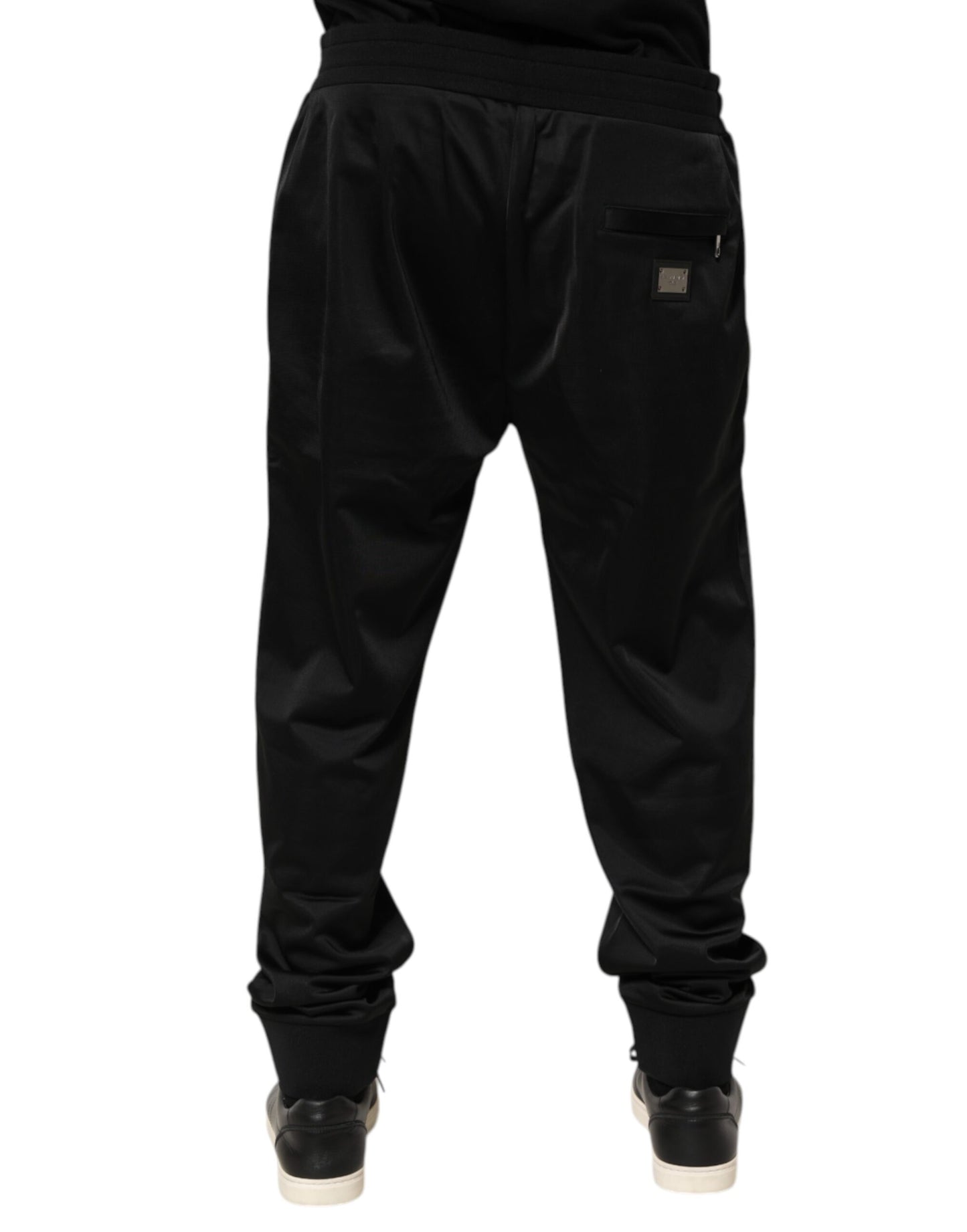 Dolce & Gabbana Black Polyester Logo Plaque Sweatpants Jogger Pants