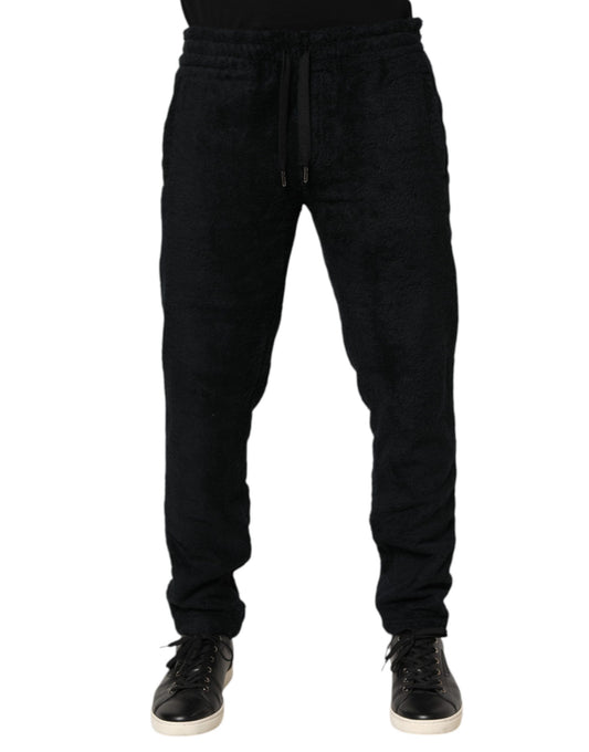 Dolce & Gabbana Black Cotton Logo Men Jogger Sweatpants Pants
