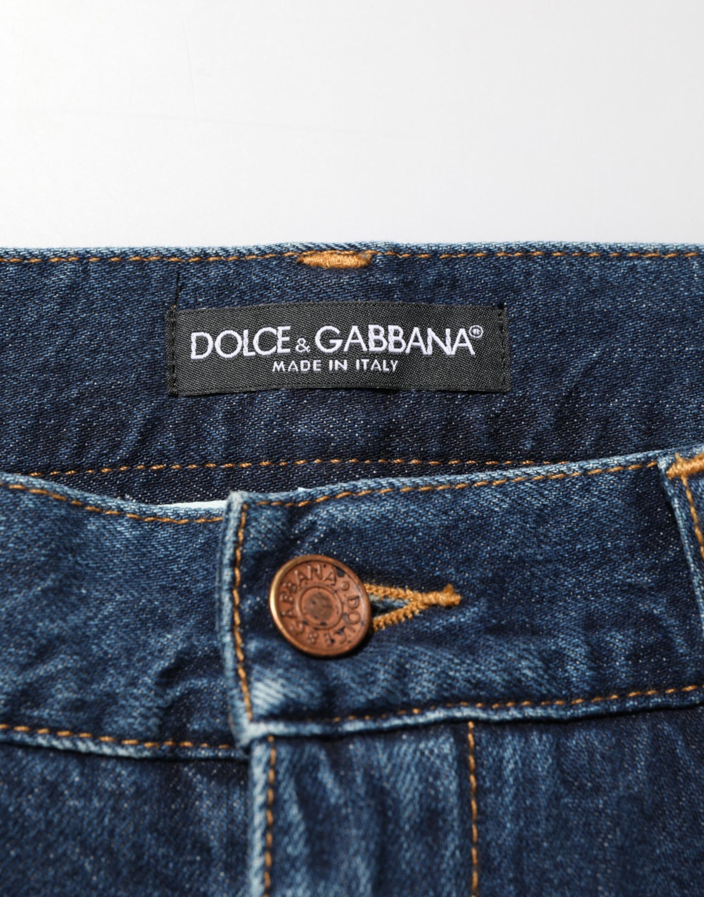 Dolce & Gabbana Dark Blue Washed Cotton Skinny Men Denim Jeans
