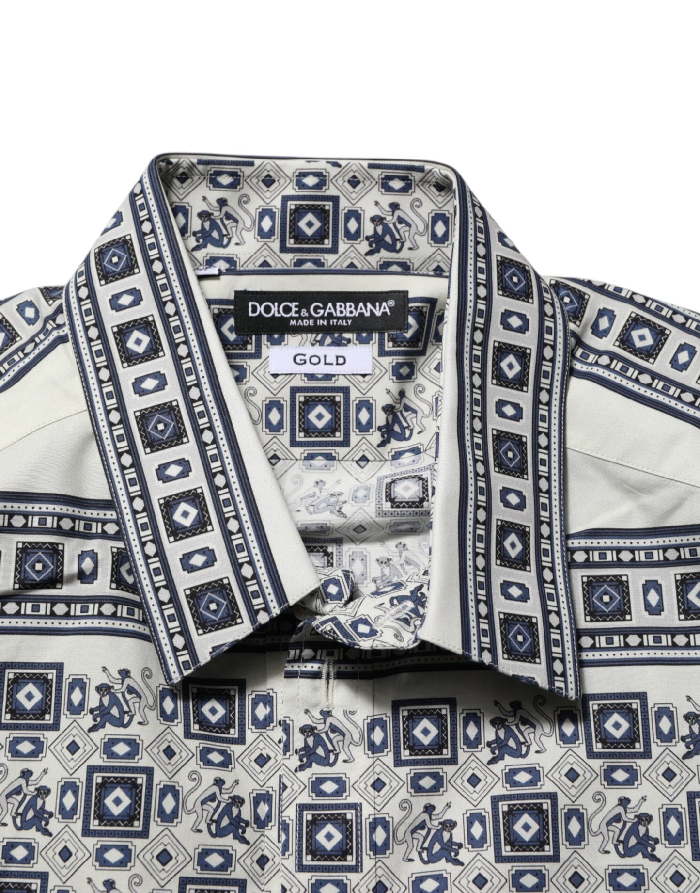 Dolce & Gabbana Multicolor Monkey Tie Print GOLD Dress Shirt