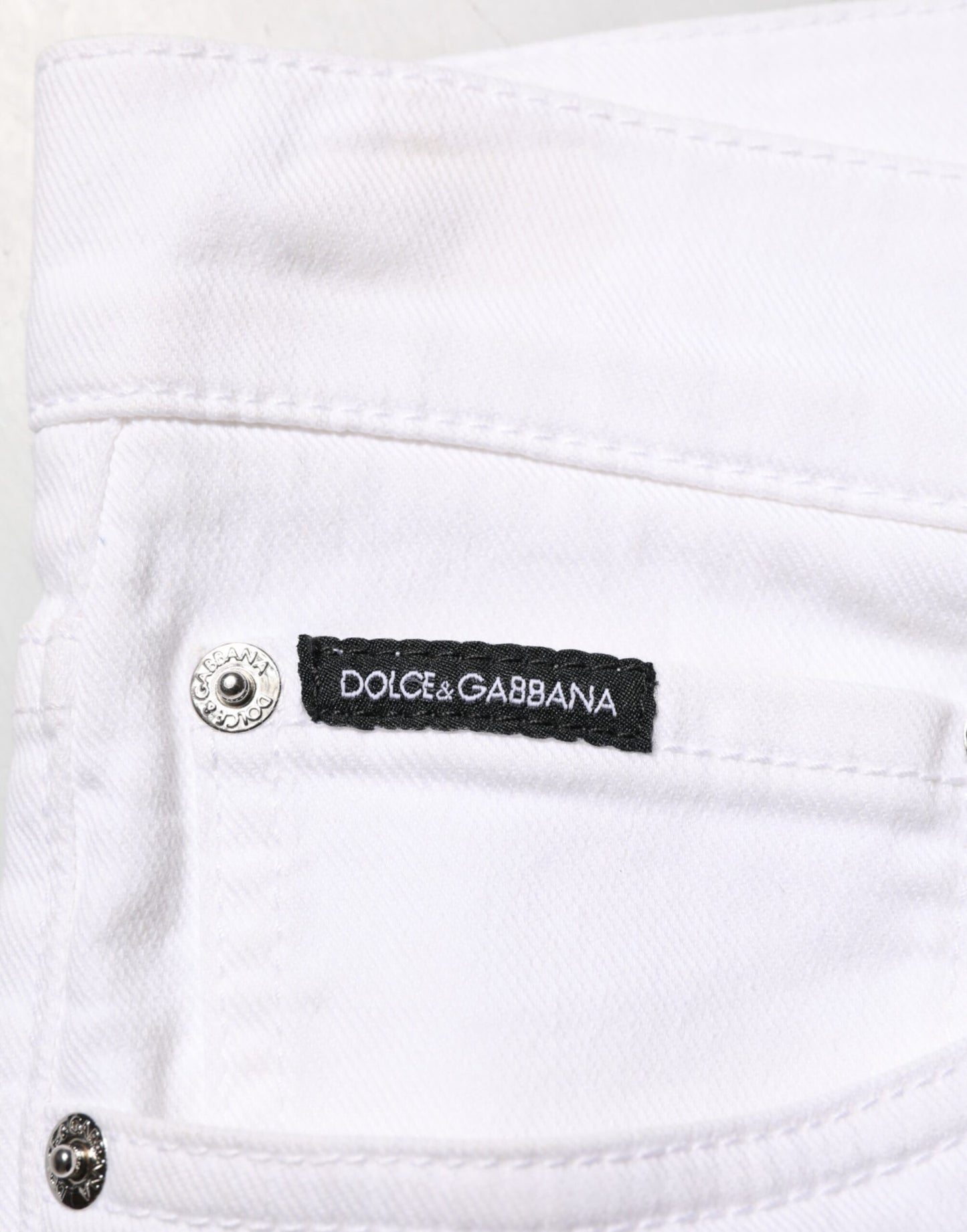 Dolce & Gabbana White Ripped Cotton Skinny Men Denim Jeans