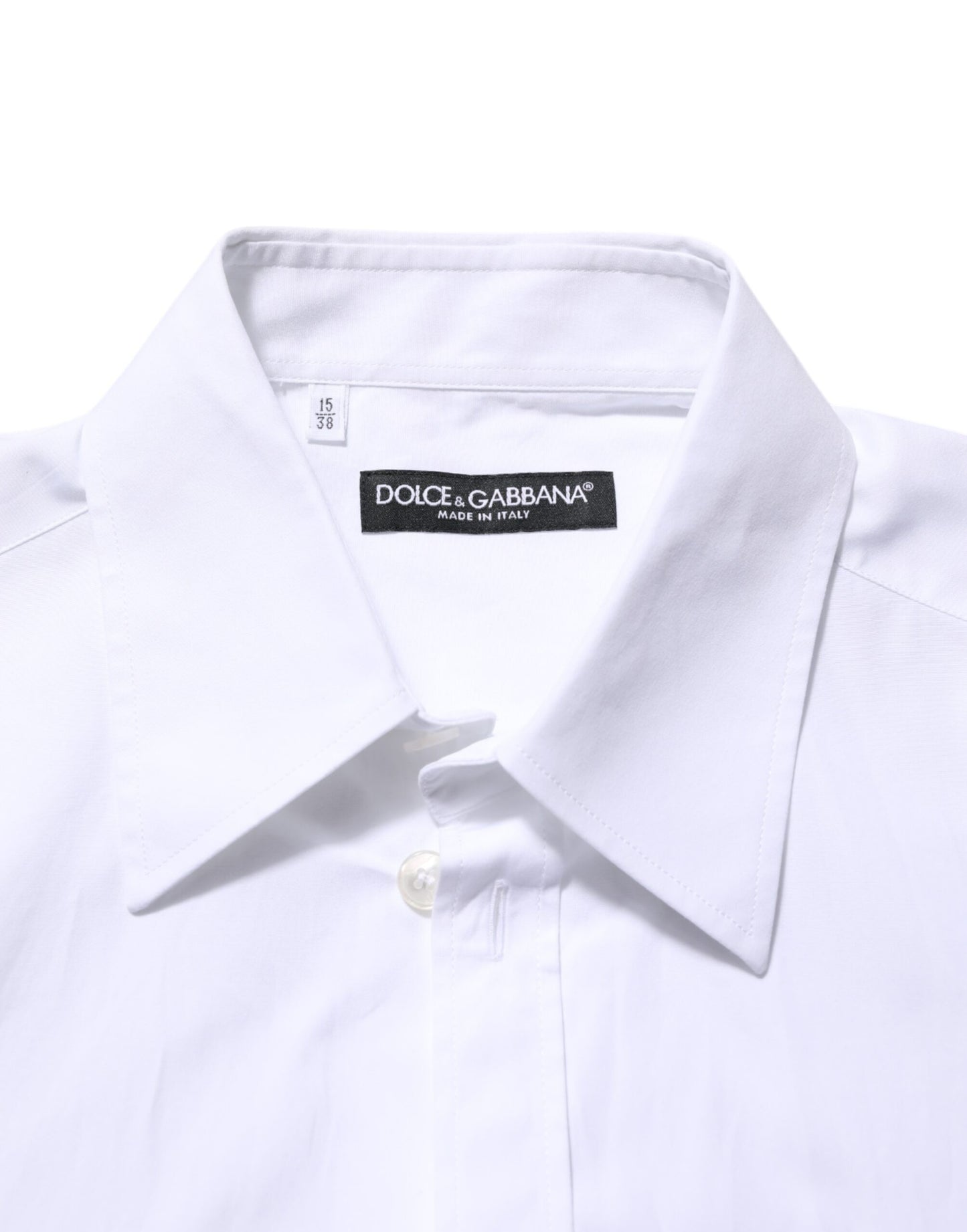 Dolce & Gabbana White Logo Plaque Collared Formal Dress  Shirt