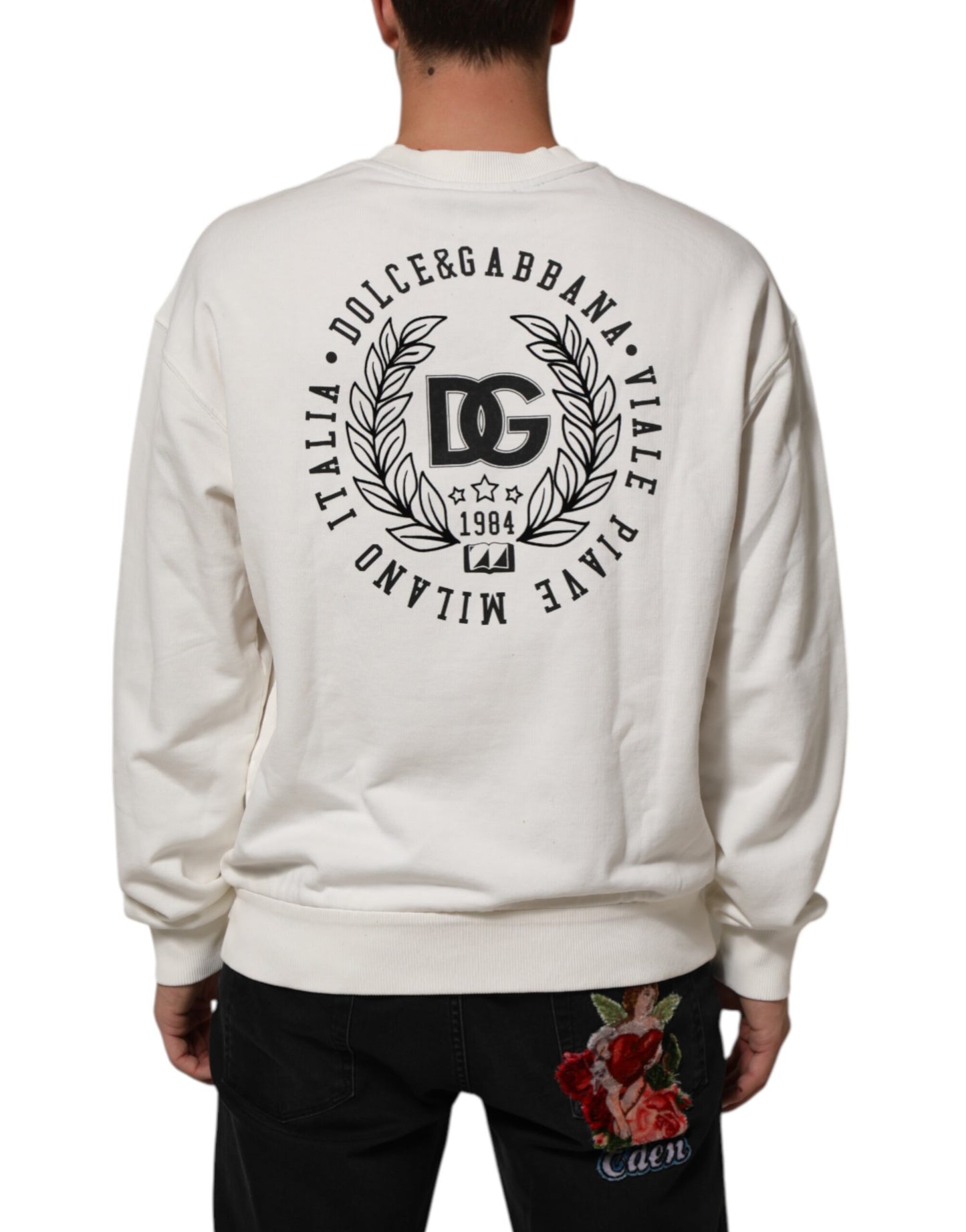 Dolce & Gabbana White DG Logo Crew Neck Sweatshirt Sweater