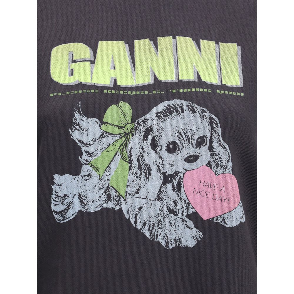 Ganni Black Cotton Sweatshirt