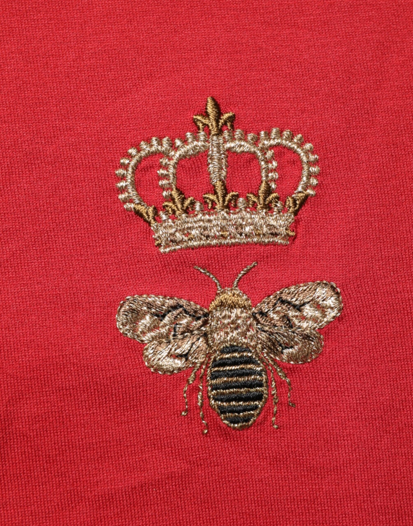 Dolce & Gabbana Red Crown Bee Cotton Short Sleeve T-shirt