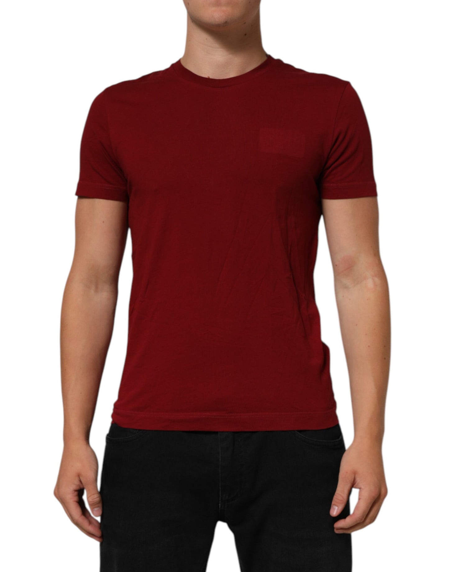 Dolce & Gabbana Maroon Logo Crew Neck Short Sleeve T-shirt