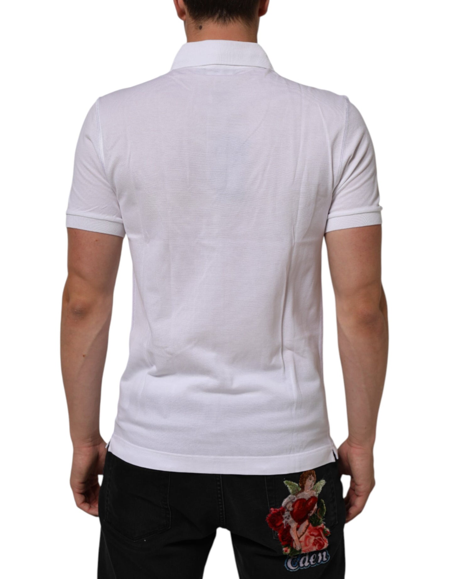 Dolce & Gabbana White Collared Short Sleeves Polo Men T-shirt