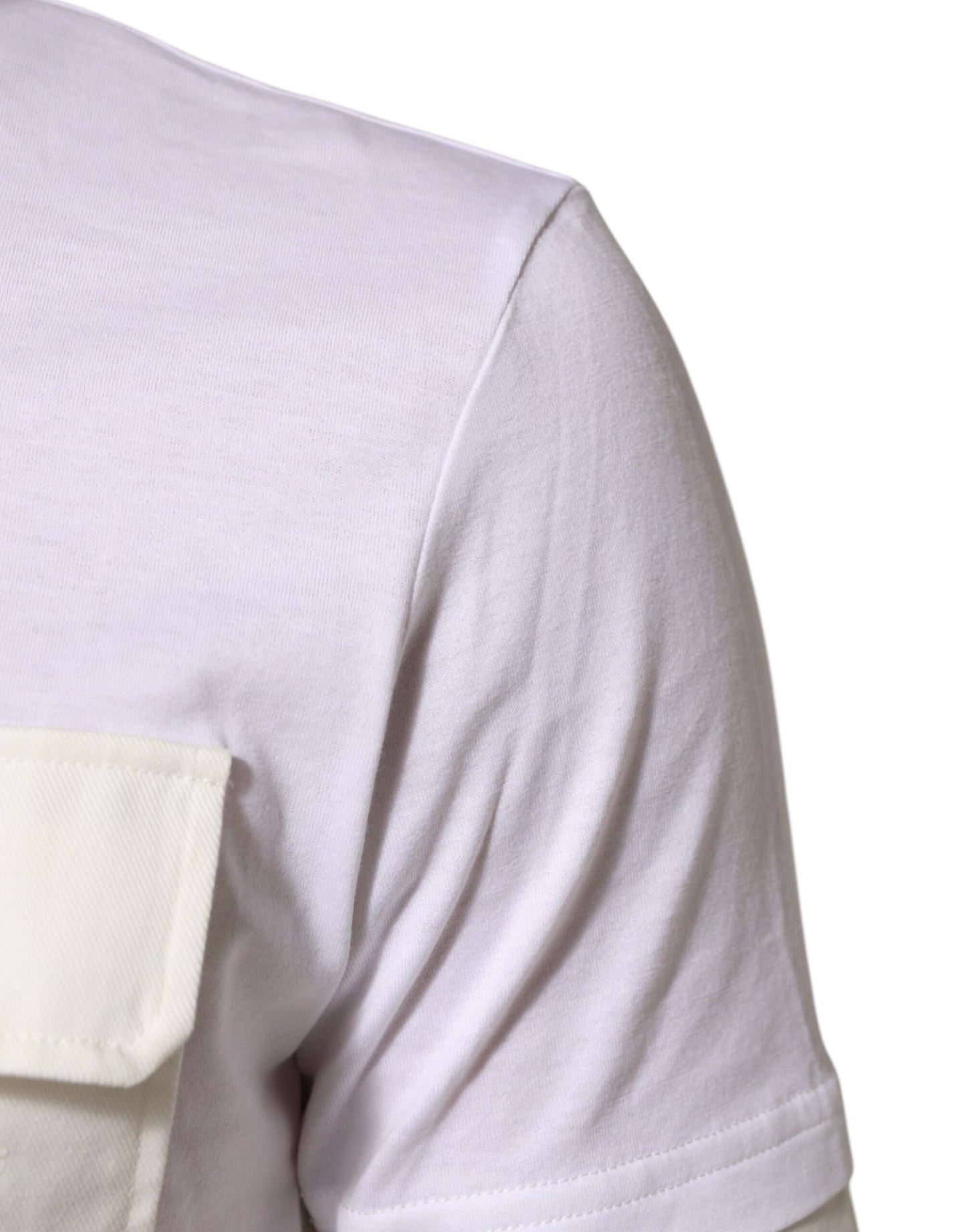 Dolce & Gabbana White Cotton Pocket Short Sleeves Men T-shirt