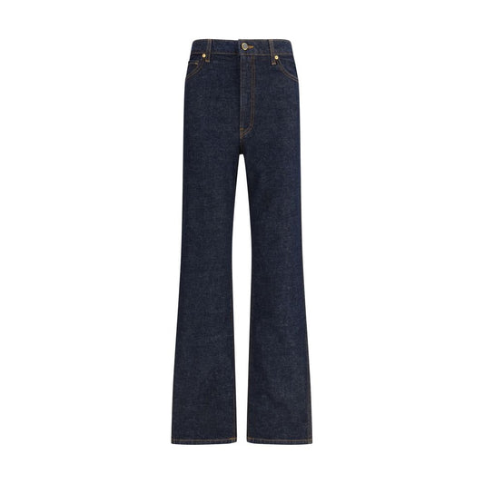 Khaite Blue Cotton High-Waisted Jean
