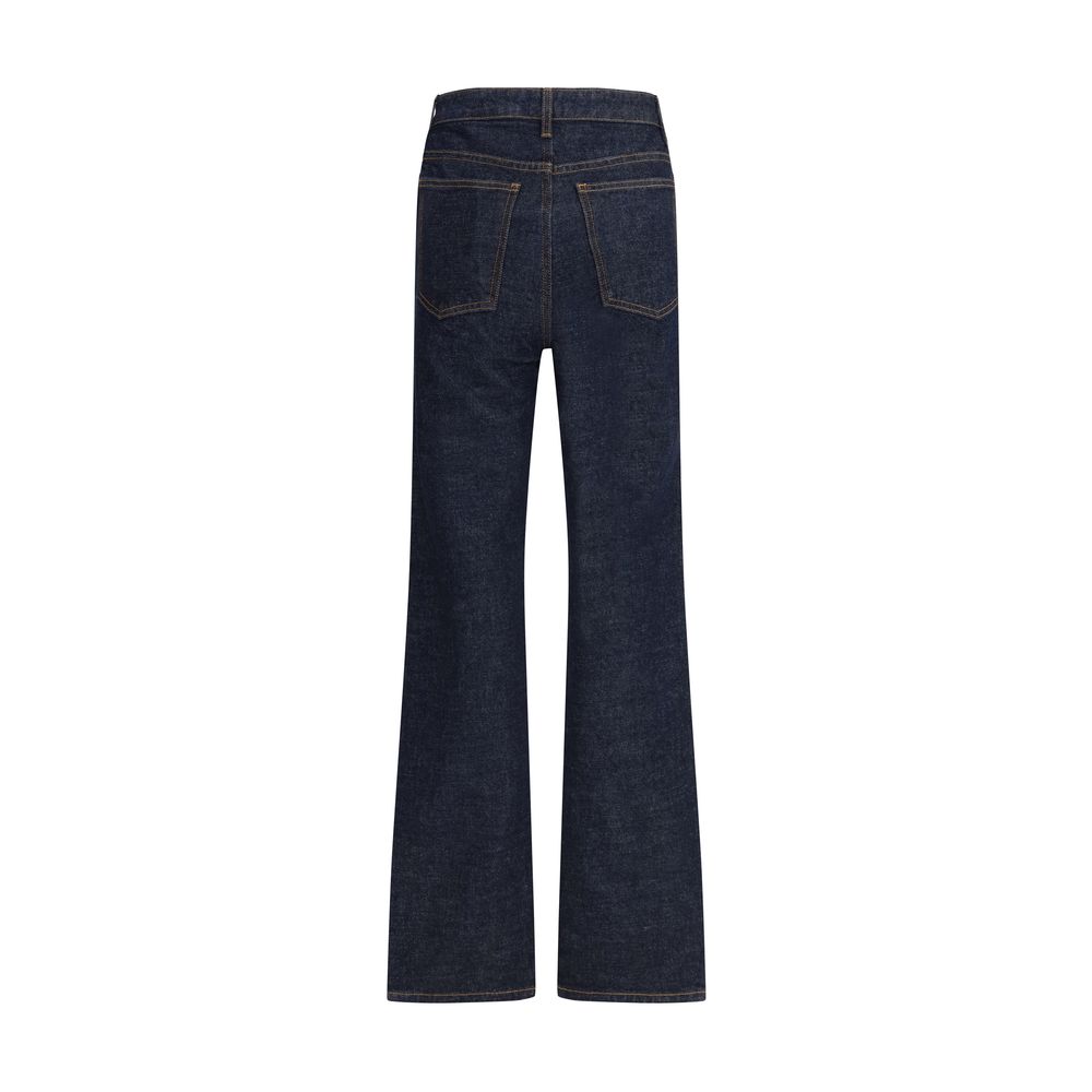 Khaite Blue Cotton High-Waisted Jean