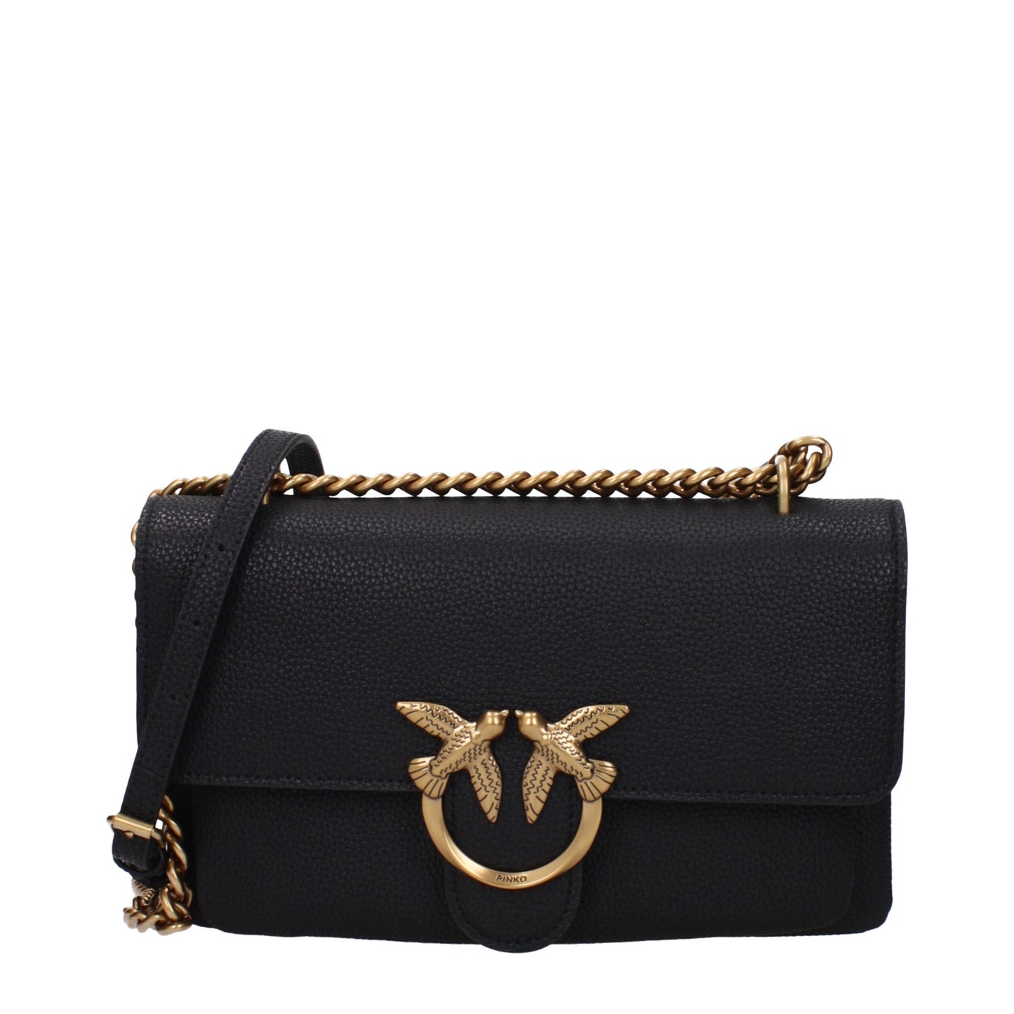 PINKO Black Leather Crossbody Bag