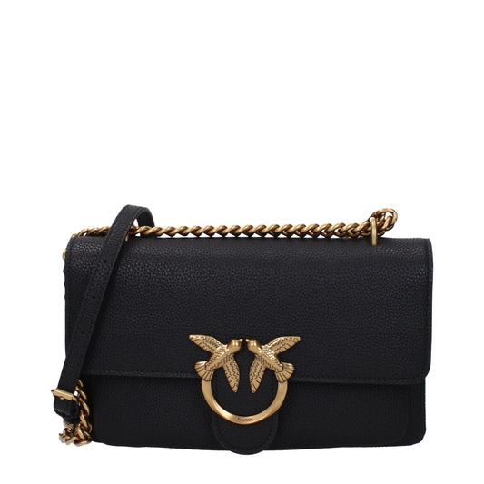 PINKO Black Leather Crossbody Bag