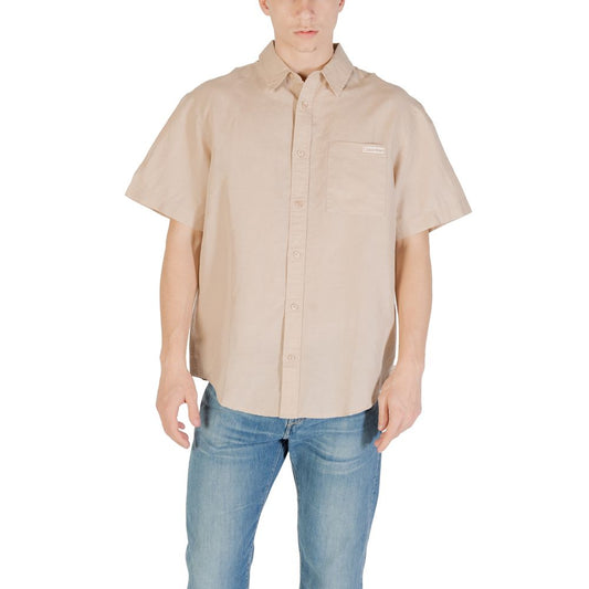 Calvin Klein Jeans Beige Linen Shortsleeve Shirt