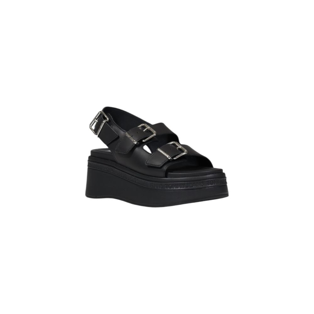 Tommy Hilfiger Jeans Black Leather Sandal