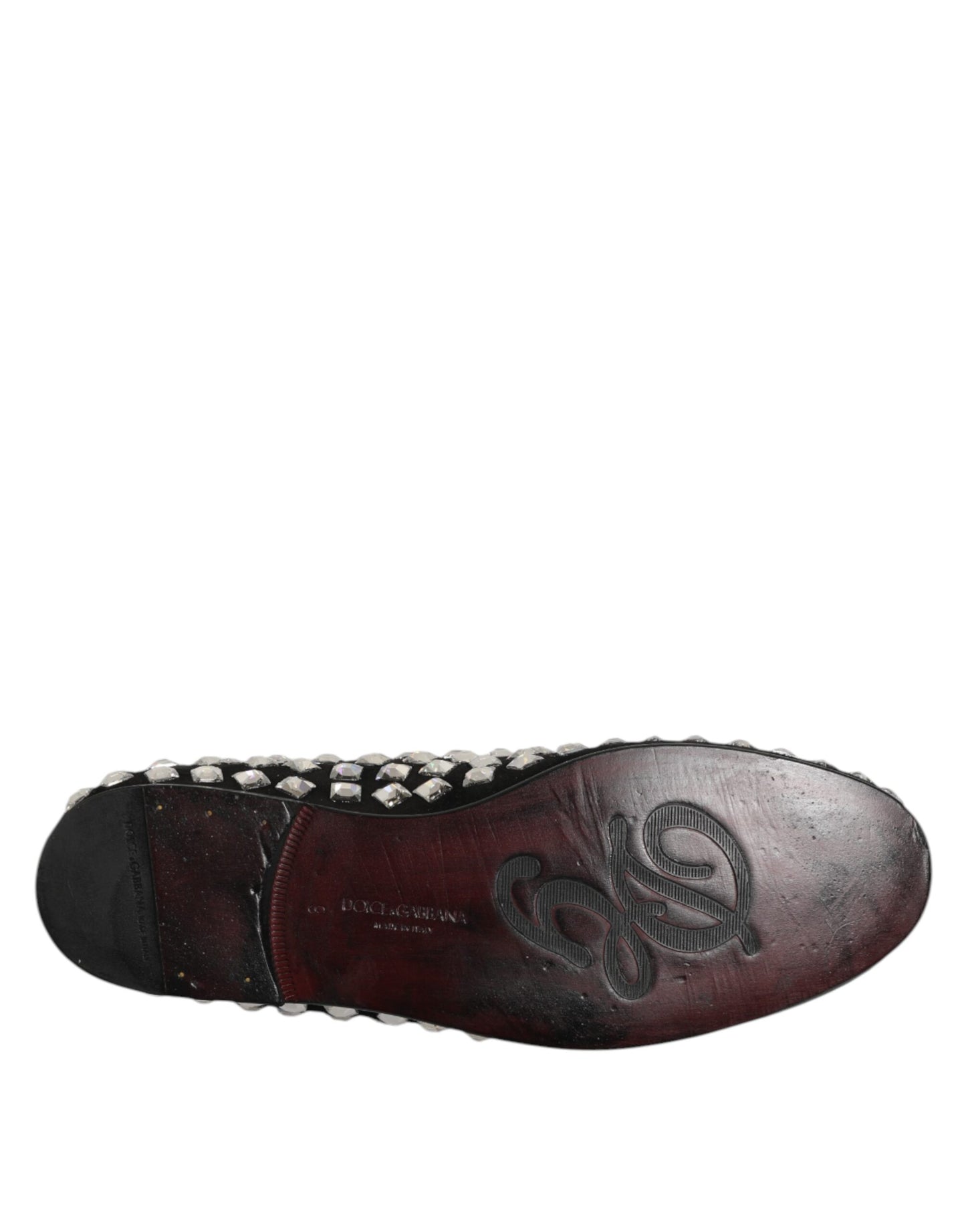 Dolce & Gabbana Black Suede Crystals Loafers Men Dress Shoes