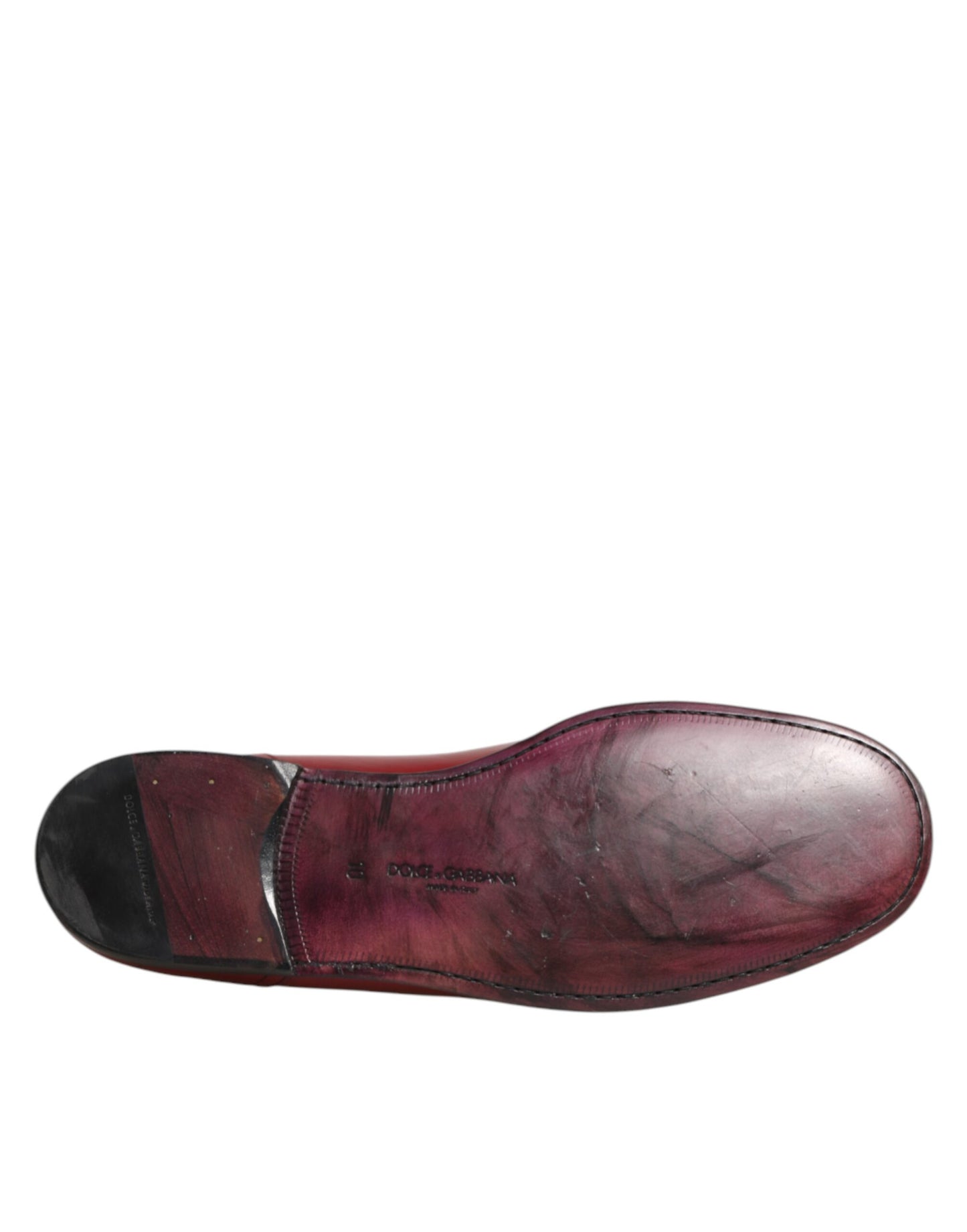 Dolce & Gabbana Red Leather Slip On Dress Men Loafers Shoes