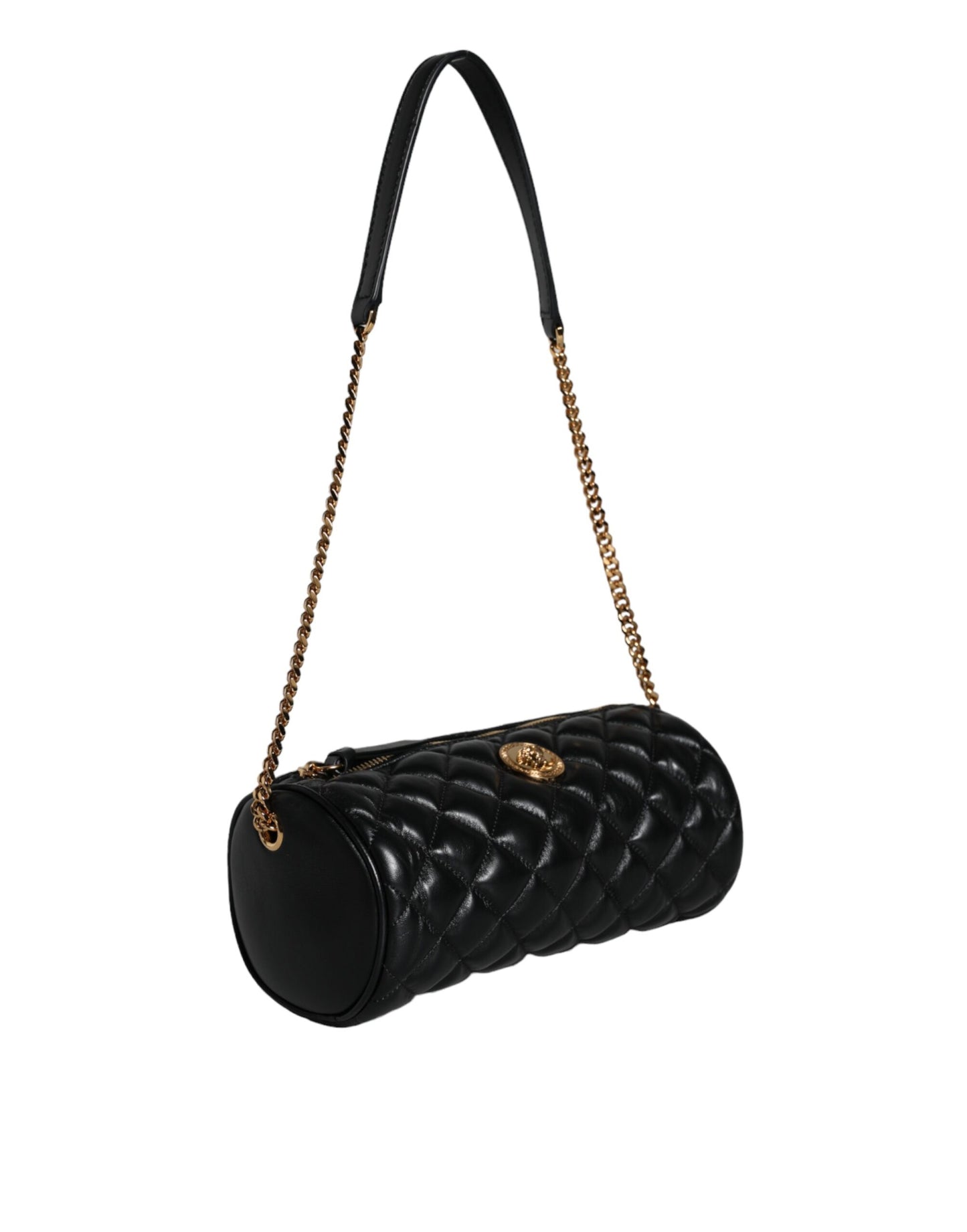 Versace Black Mini Quilted Lambskin Leather Crossbody Sling Borse Bag