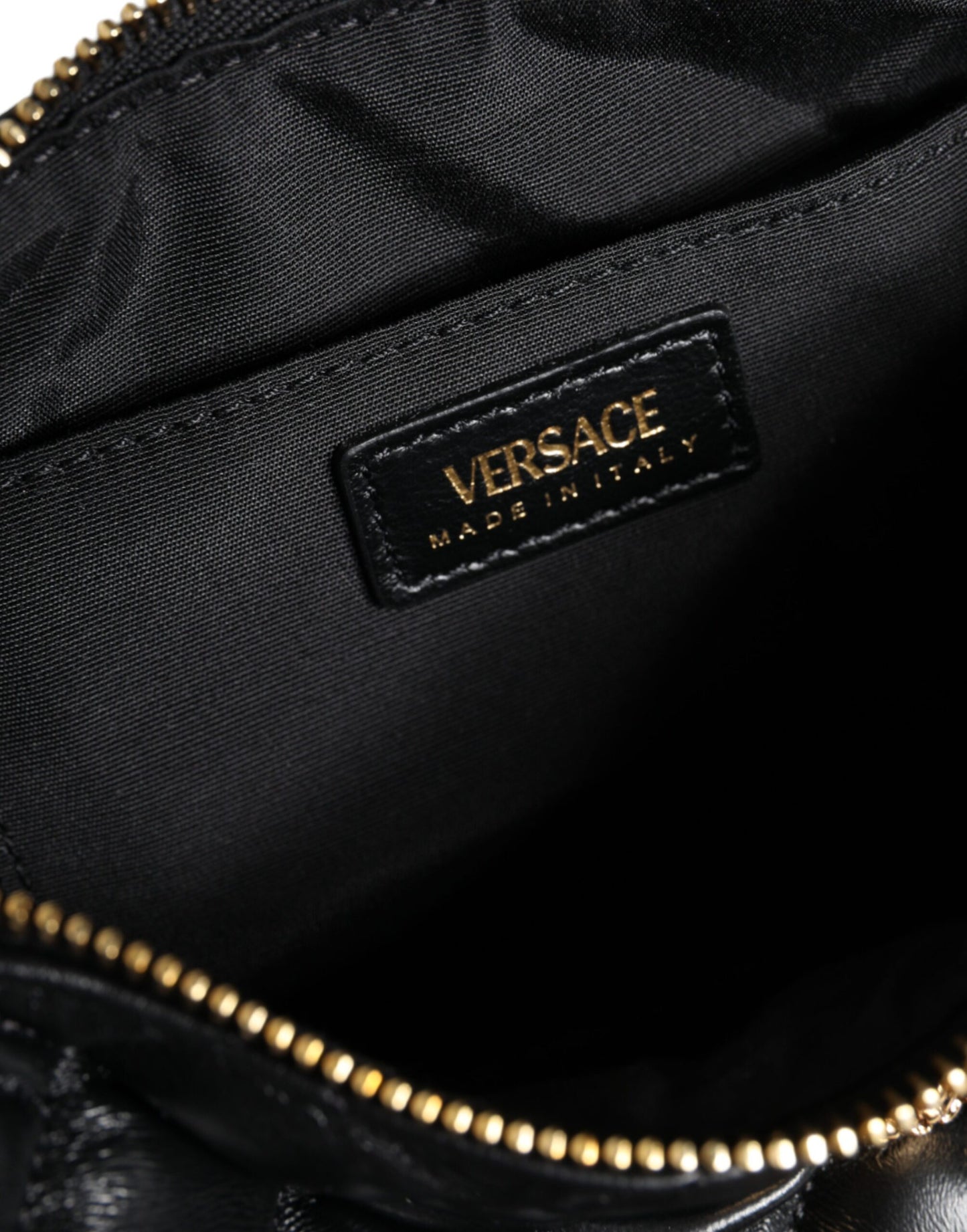 Versace Black Mini Quilted Lambskin Leather Crossbody Sling Borse Bag