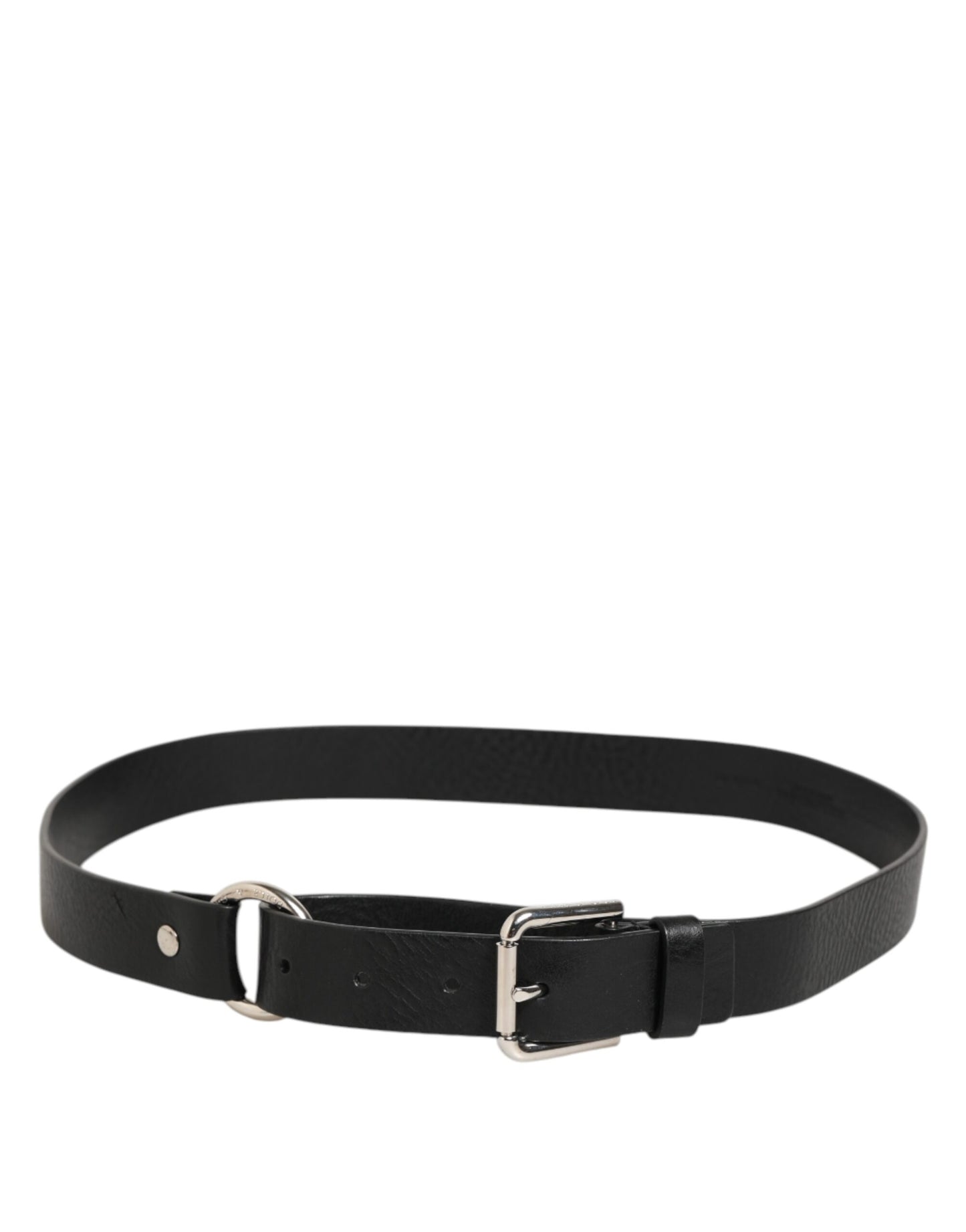 Dolce & Gabbana Black Leather Classic Metal Logo Buckle Belt