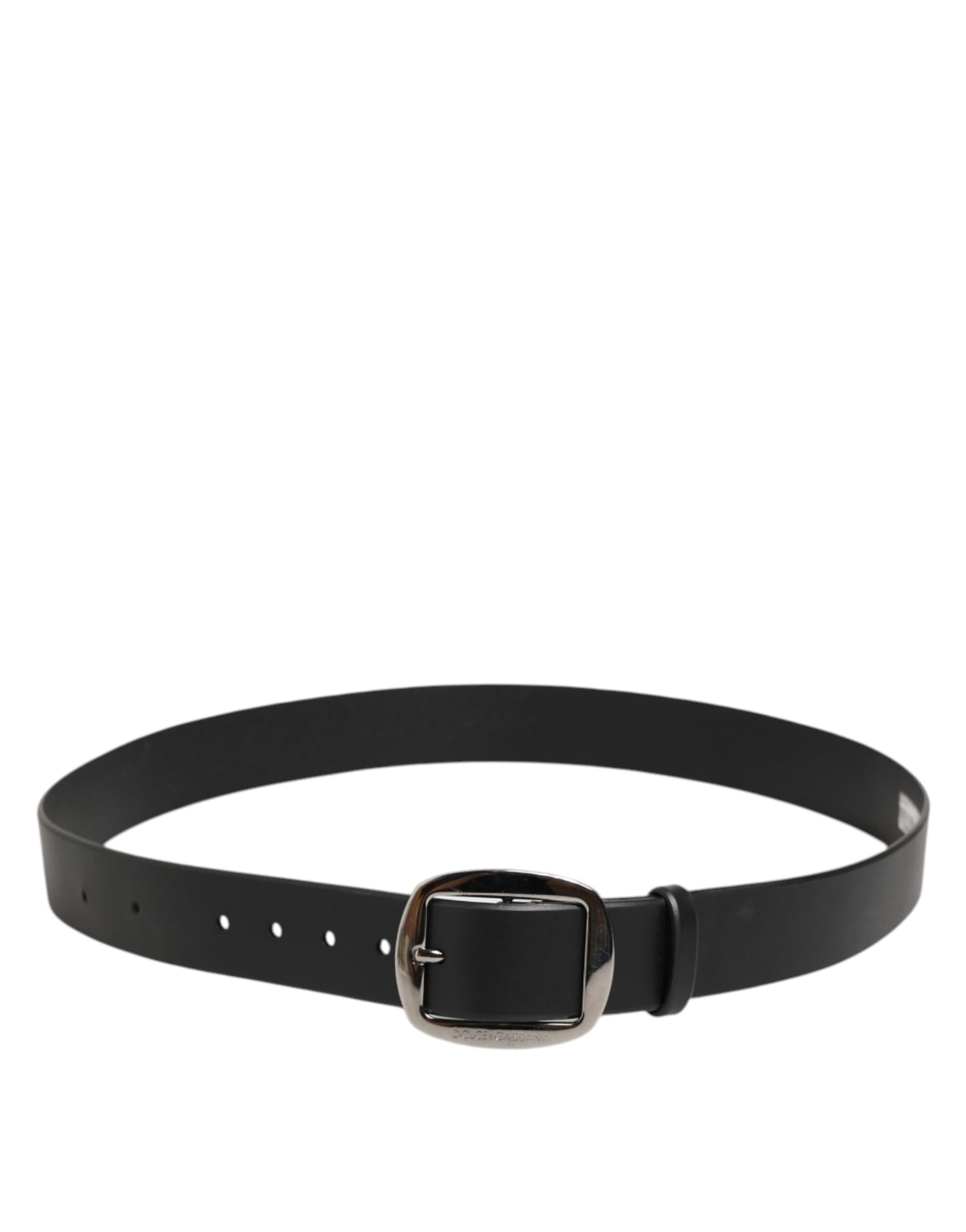 Dolce & Gabbana Black Leather Classic Metal Logo Buckle Belt