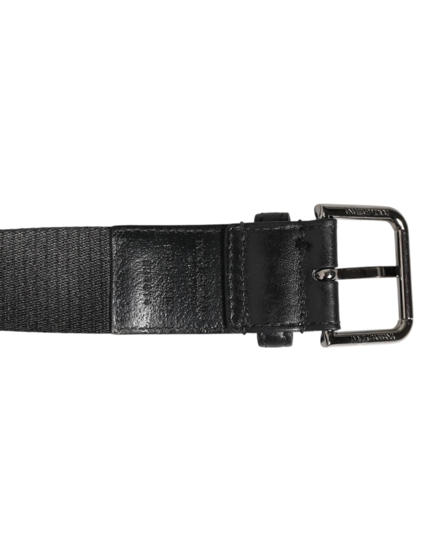 Dolce & Gabbana Black White Printed Metal Logo Buckle Belt