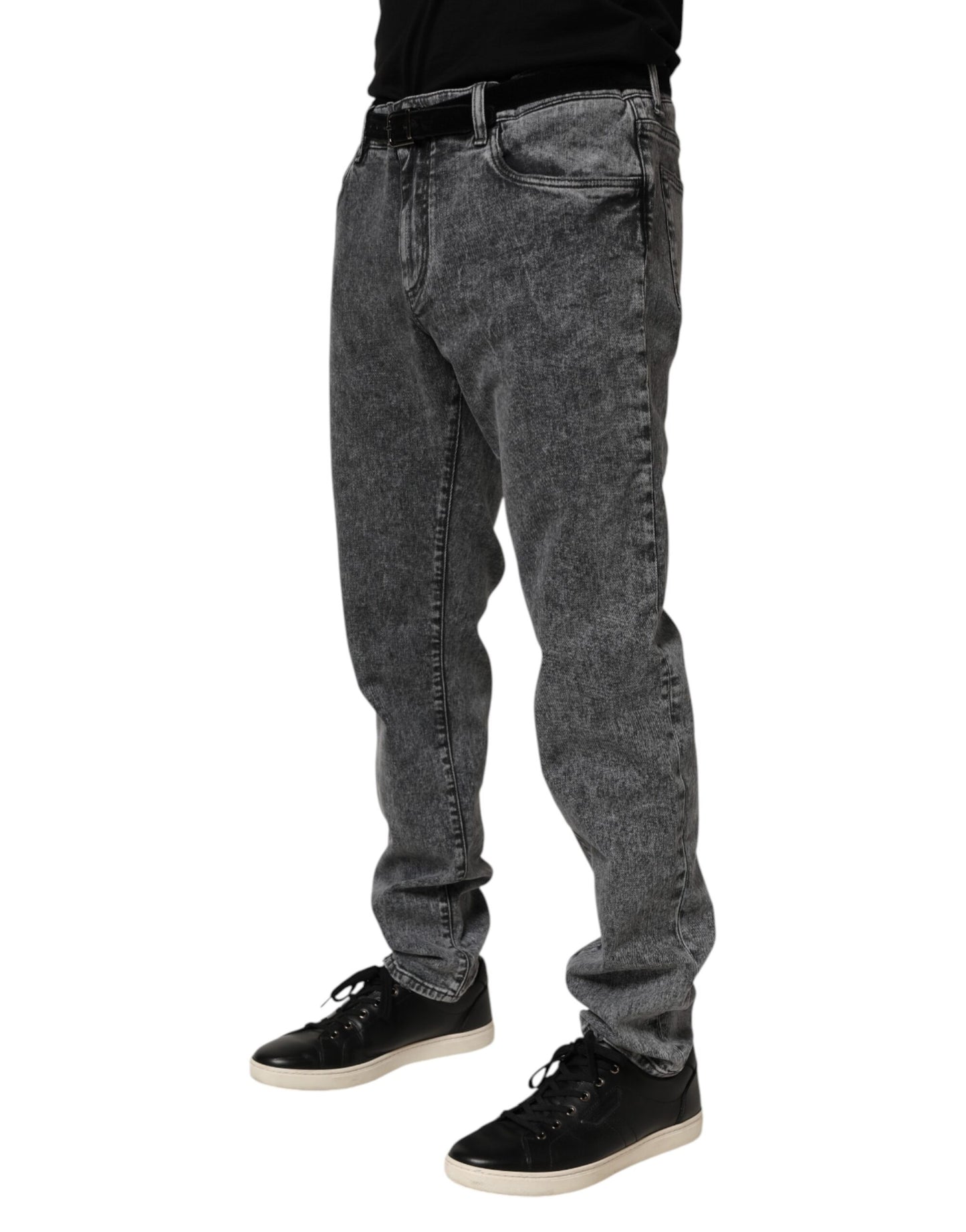 Dolce & Gabbana Gray Cotton Slim Fit Denim Trouser Jeans
