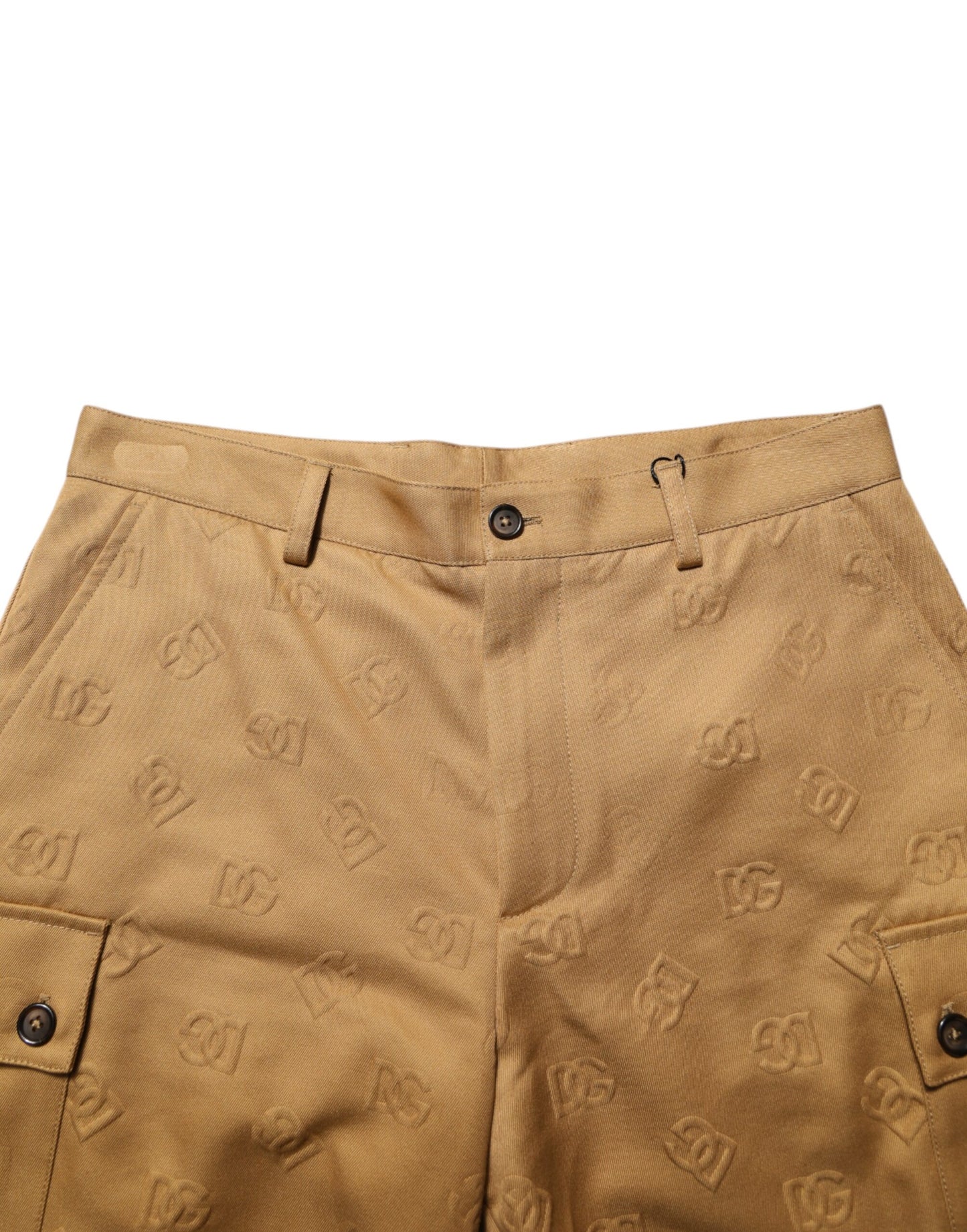 Dolce & Gabbana Brown Cotton Stretch Logo CargoBermuda Shorts