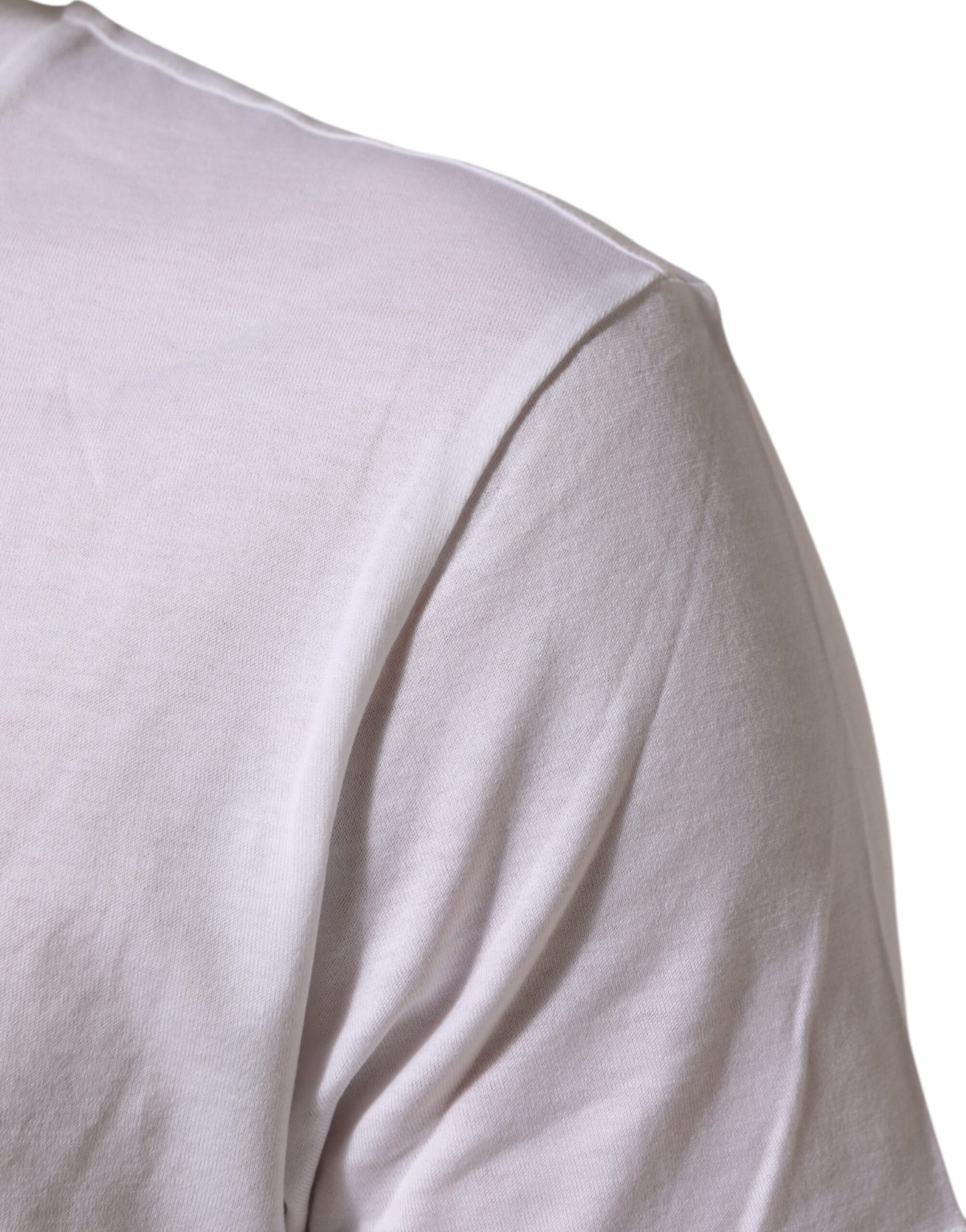 Dolce & Gabbana White Logo Print Cotton Crew Neck T-shirt