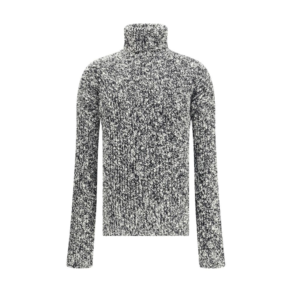 Dolce & Gabbana White Fleece Wool Turtleneck