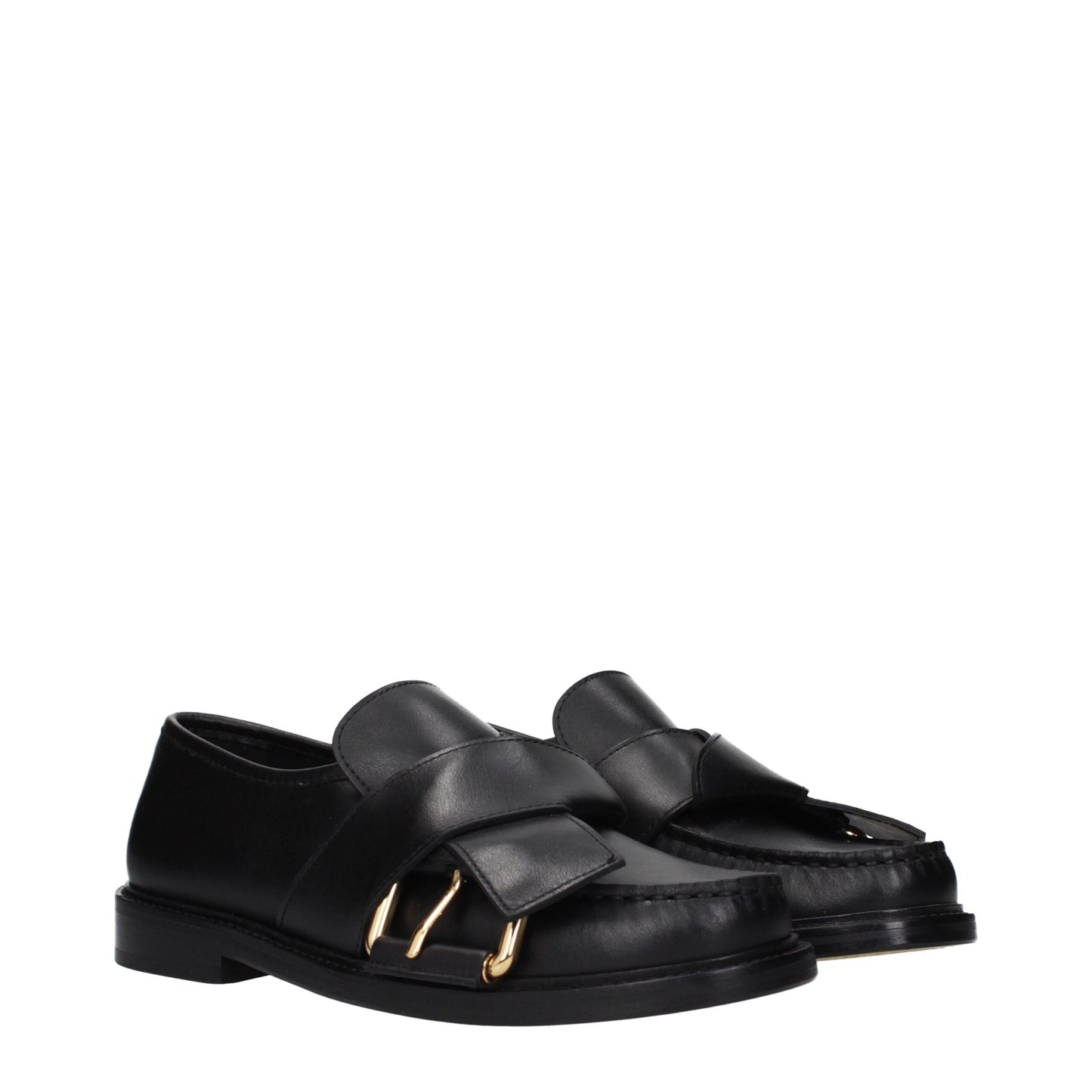 Moschino Black Leather Slip-On Loafers