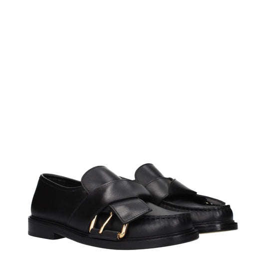 Moschino Black Leather Slip-On Loafers