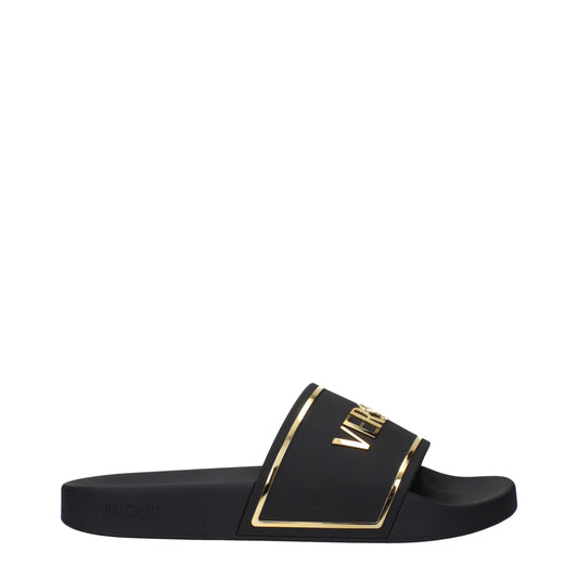 Versace Black Cotton Slippers Sandals