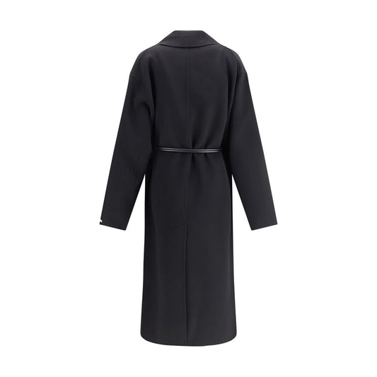 Max Mara Black Fleece Wool Coat