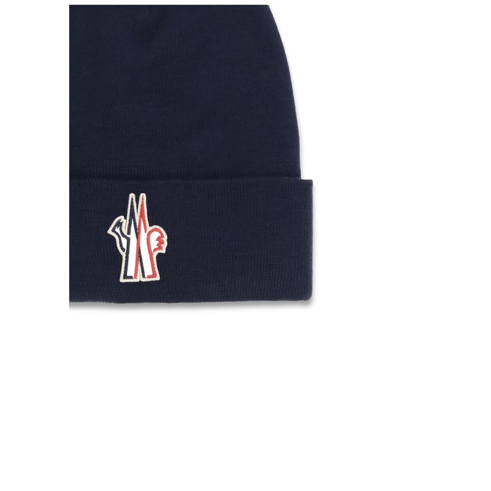 Moncler Grenoble Blue Fleece Wool Beanie