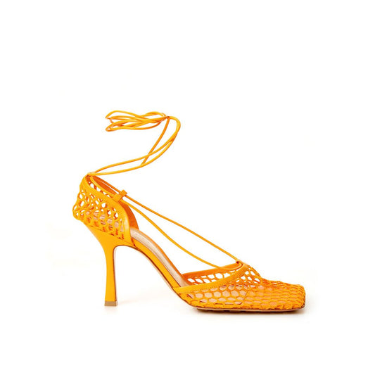 Bottega Veneta Orange Fabric And Leather High Heel Pumps